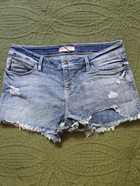 Guess Light Blue Distressed Denim Cutoff Shorts
